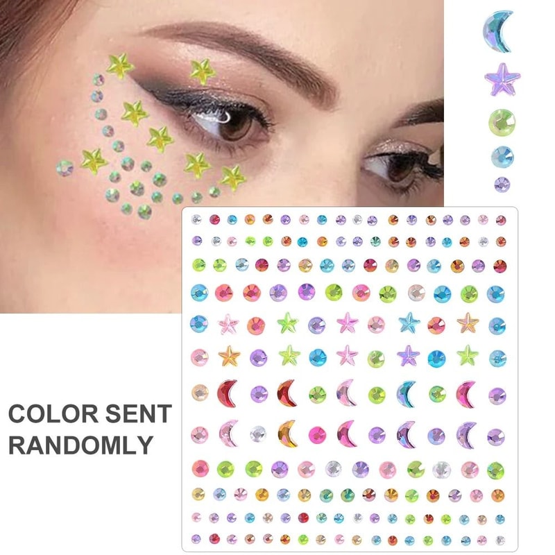 GlamPearl Self Adhesive Face Pearls Stick On Face Gem Stickers Makeup Rhinestone Pearl Set 7