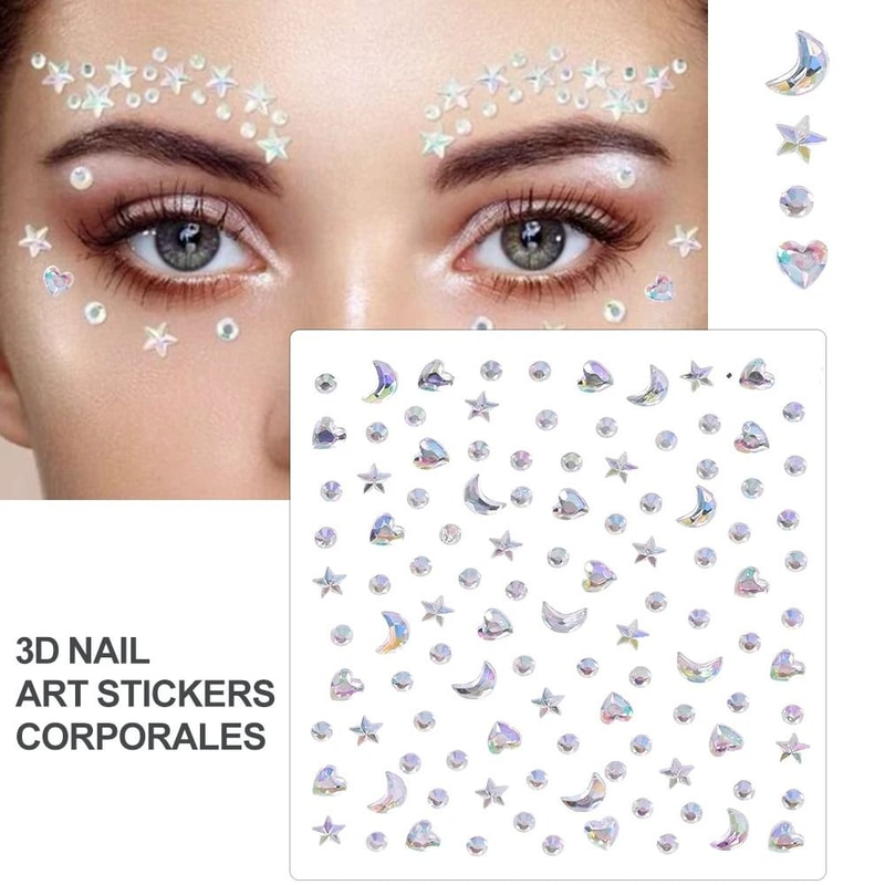 GlamPearl Self Adhesive Face Pearls Stick On Face Gem Stickers Makeup Rhinestone Pearl Set 19