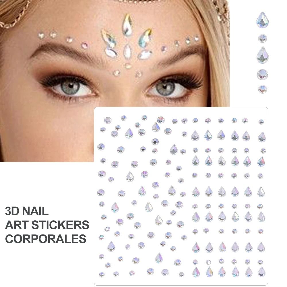 GlamPearl Self Adhesive Face Pearls Stick On Face Gem Stickers Makeup Rhinestone Pearl Set 25