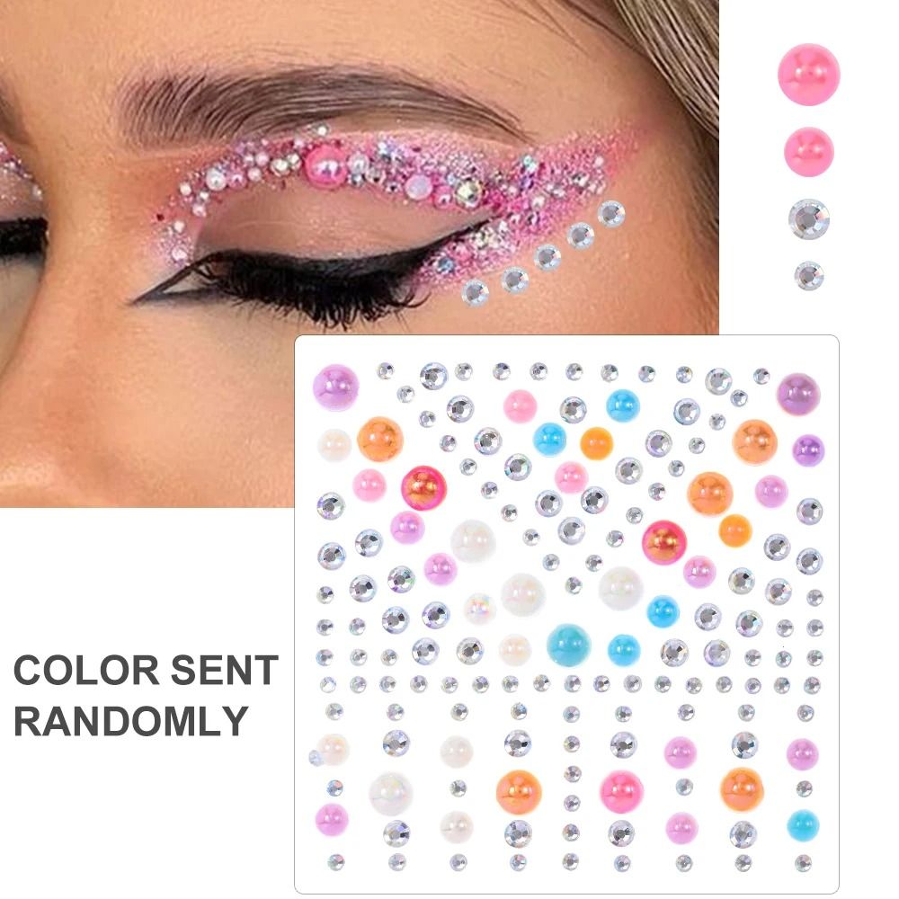 GlamPearl Self Adhesive Face Pearls Stick On Face Gem Stickers Makeup Rhinestone Pearl Set 26
