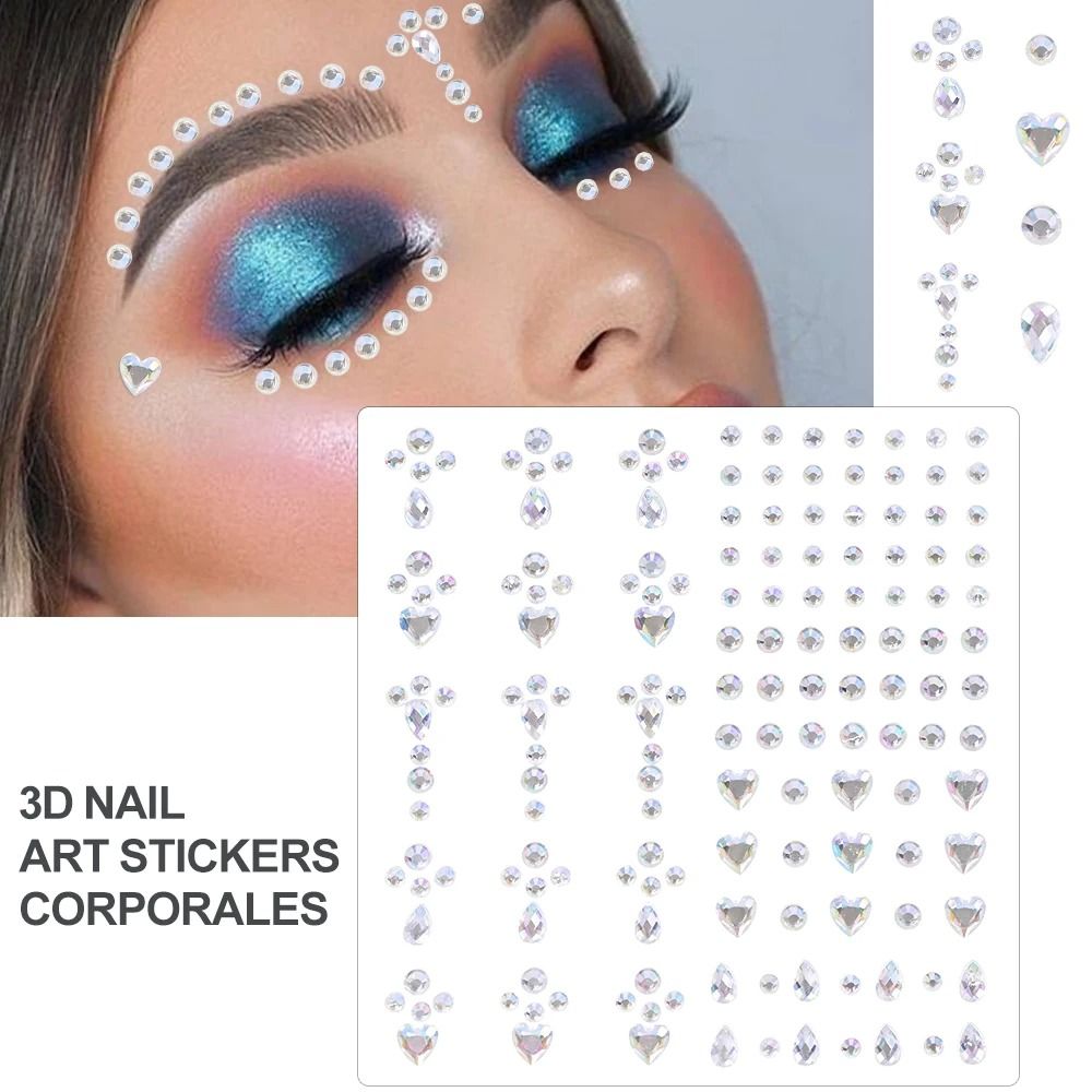 GlamPearl Self Adhesive Face Pearls Stick On Face Gem Stickers Makeup Rhinestone Pearl Set 21