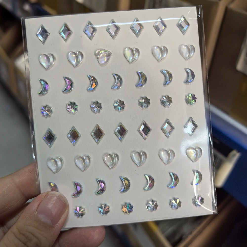 StarGlow Face Gem Stickers Laser Sparkle Rhinestone Face Stickers Stars Heart Moon Makeup Gems 5