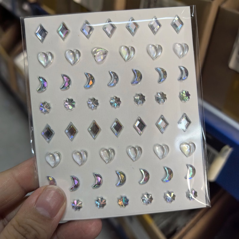 StarGlow Face Gem Stickers Laser Sparkle Rhinestone Face Stickers Stars Heart Moon Makeup Gems 5