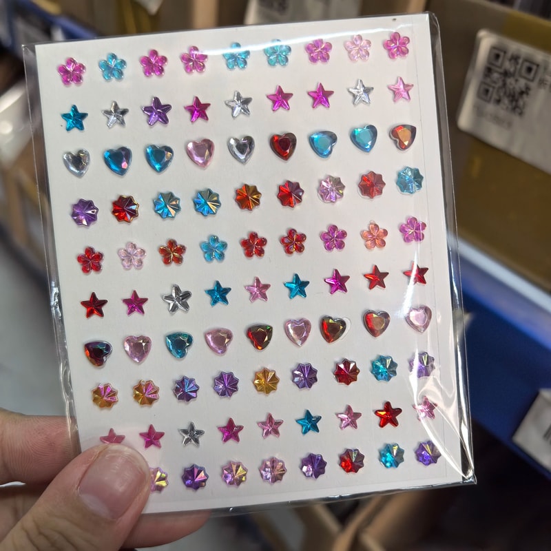 StarGlow Face Gem Stickers Laser Sparkle Rhinestone Face Stickers Stars Heart Moon Makeup Gems 6
