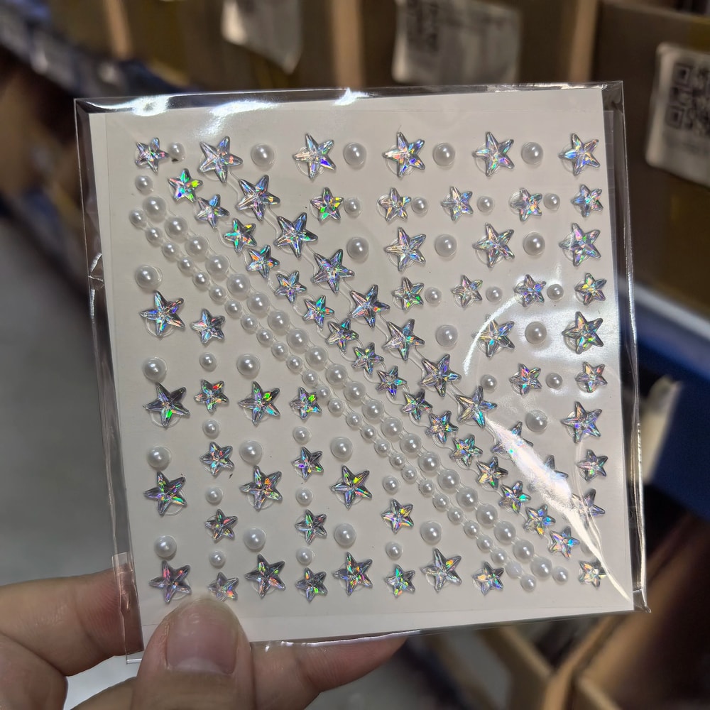 StarGlow Face Gem Stickers Laser Sparkle Rhinestone Face Stickers Stars Heart Moon Makeup Gems 12