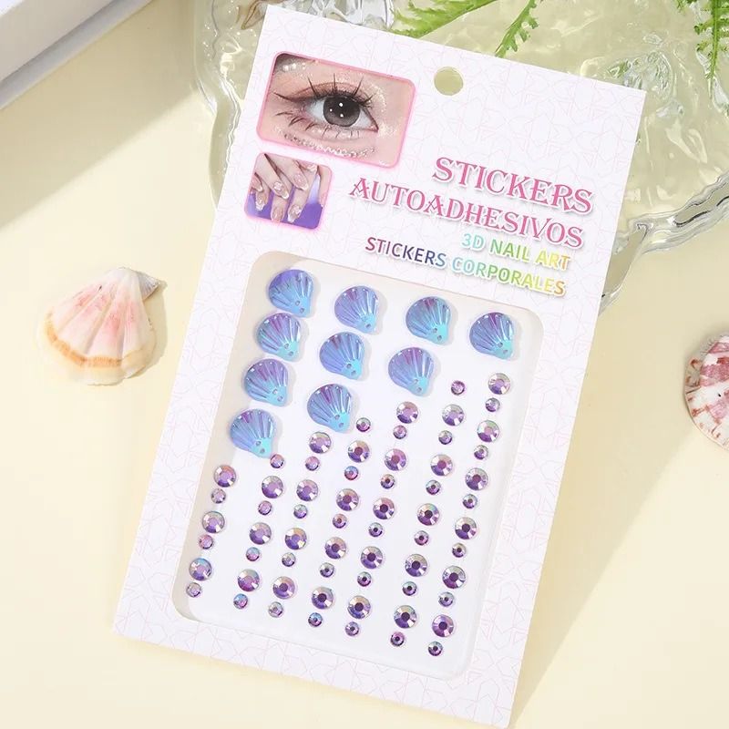 MermaidGlow Mermaid Face Gems 3D Crystal Face Gem Stickers Shell Diamond Body Art 4