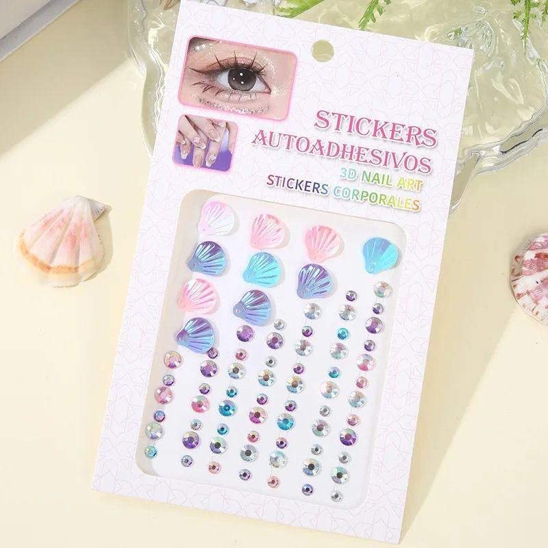 MermaidGlow Mermaid Face Gems 3D Crystal Face Gem Stickers Shell Diamond Body Art 5