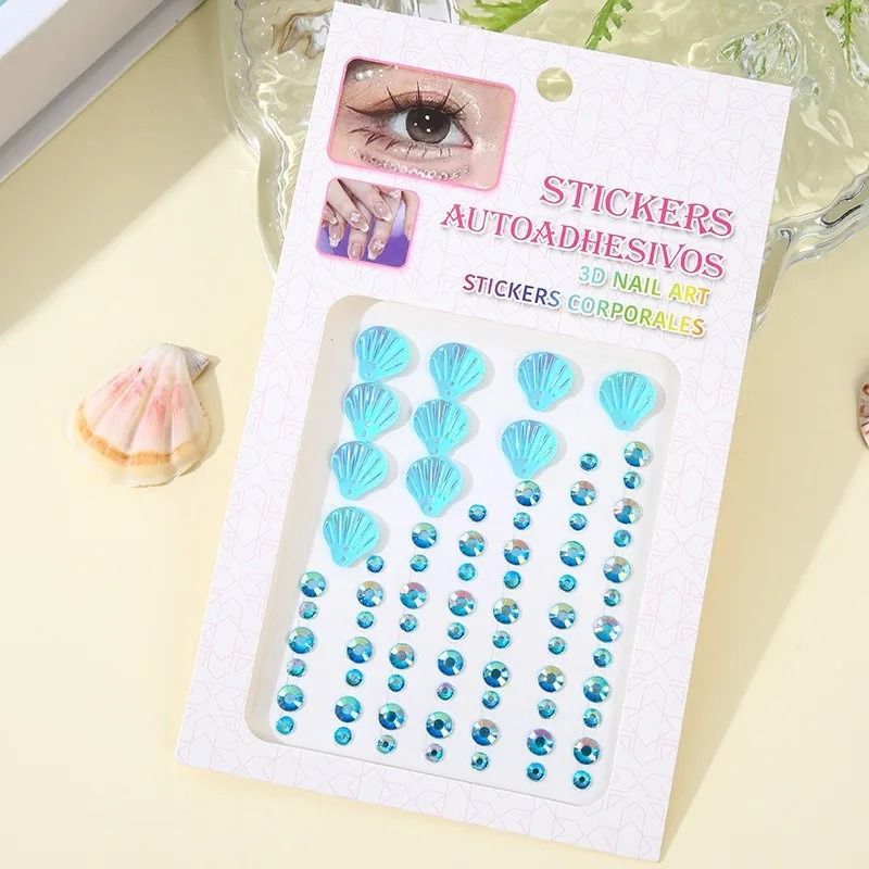 MermaidGlow Mermaid Face Gems 3D Crystal Face Gem Stickers Shell Diamond Body Art 8