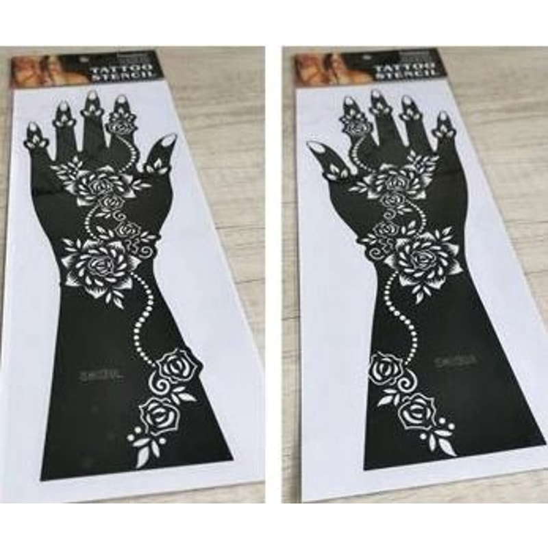 ElegantArt Henna Tattoo Stencil Set Reusable Mehndi Tattoo Stencils Hand Body Painting Templates 9