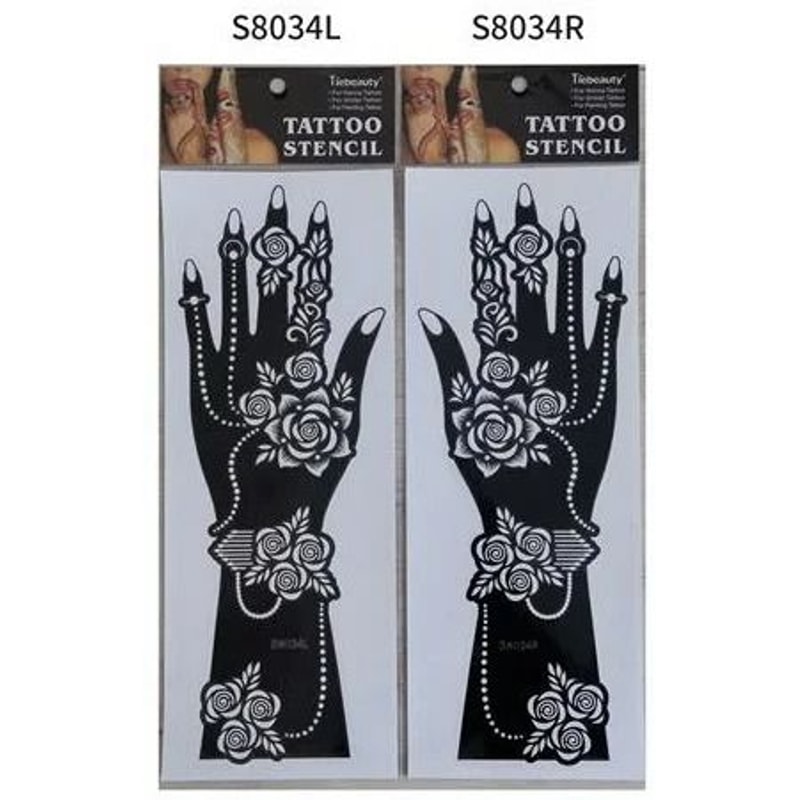 ElegantArt Henna Tattoo Stencil Set Reusable Mehndi Tattoo Stencils Hand Body Painting Templates 11