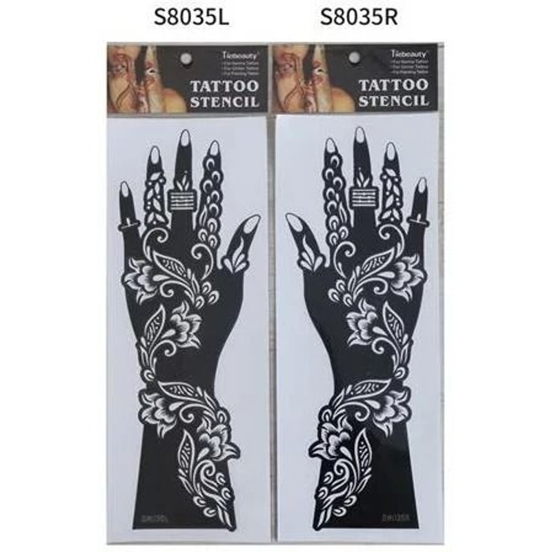 ElegantArt Henna Tattoo Stencil Set Reusable Mehndi Tattoo Stencils Hand Body Painting Templates 12