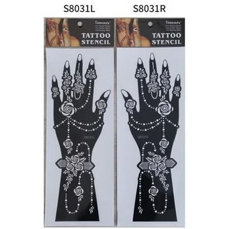 ElegantArt Henna Tattoo Stencil Set Reusable Mehndi Tattoo Stencils Hand Body Painting Templates 15