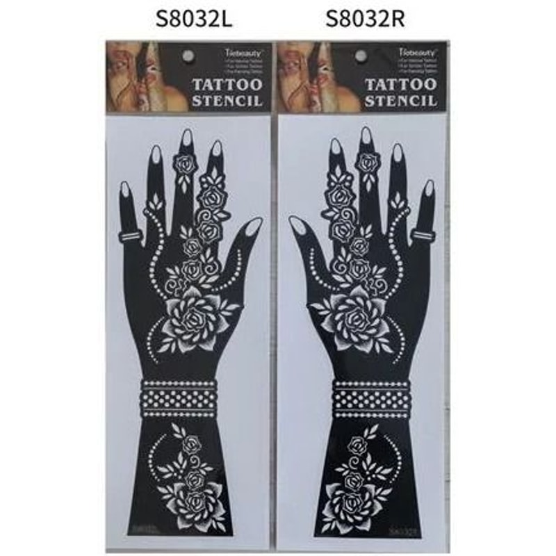 ElegantArt Henna Tattoo Stencil Set Reusable Mehndi Tattoo Stencils Hand Body Painting Templates 16