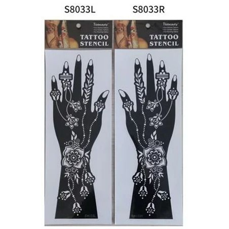 ElegantArt Henna Tattoo Stencil Set Reusable Mehndi Tattoo Stencils Hand Body Painting Templates 17
