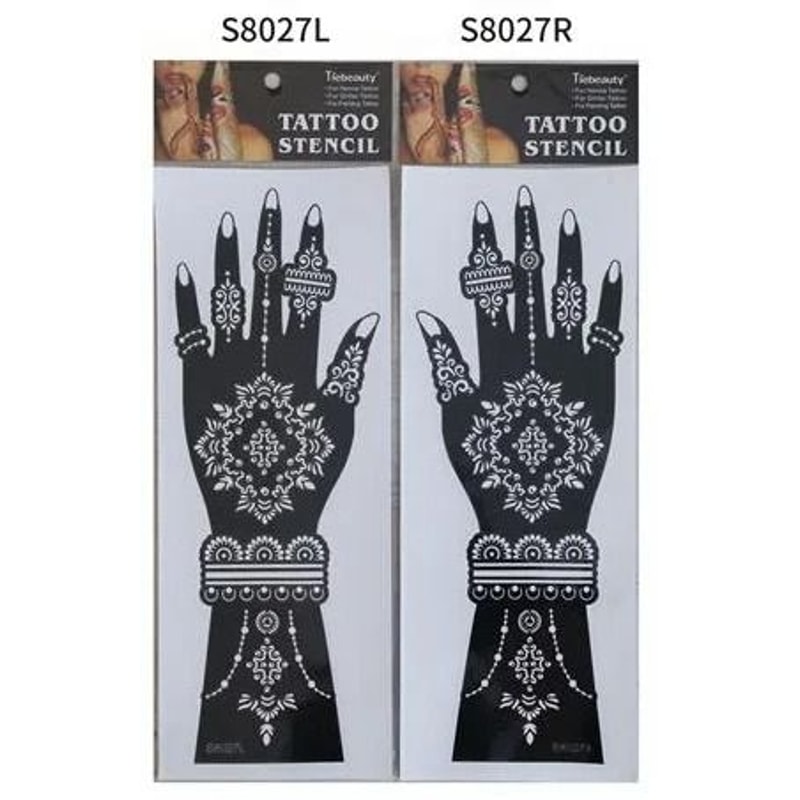 ElegantArt Henna Tattoo Stencil Set Reusable Mehndi Tattoo Stencils Hand Body Painting Templates 18