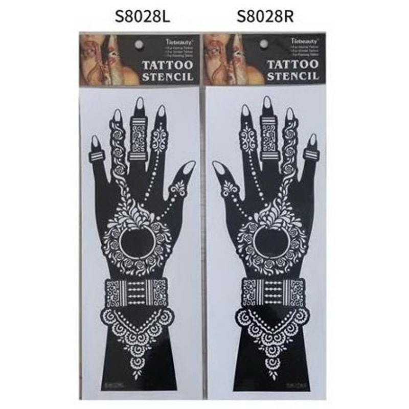 ElegantArt Henna Tattoo Stencil Set Reusable Mehndi Tattoo Stencils Hand Body Painting Templates 19
