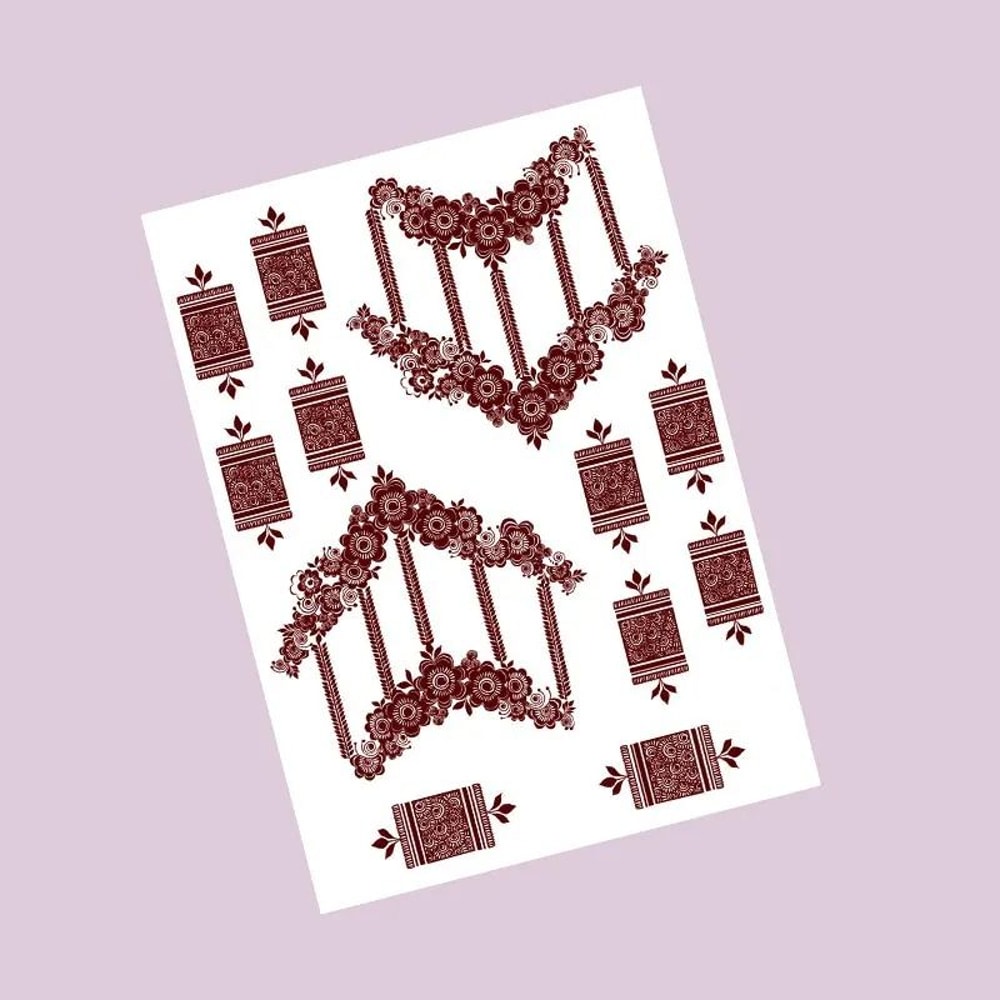 ElegantBloom Henna Tattoo Stickers Brown Temporary Mehndi Tattoos Floral Hand And Foot Body Art 1