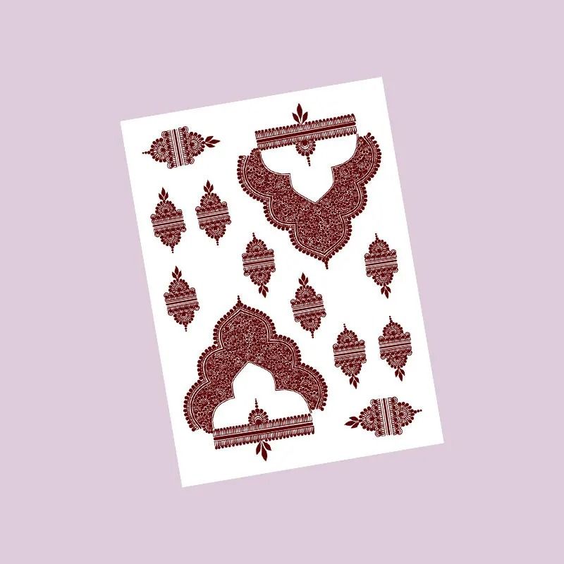 ElegantBloom Henna Tattoo Stickers Brown Temporary Mehndi Tattoos Floral Hand And Foot Body Art 2