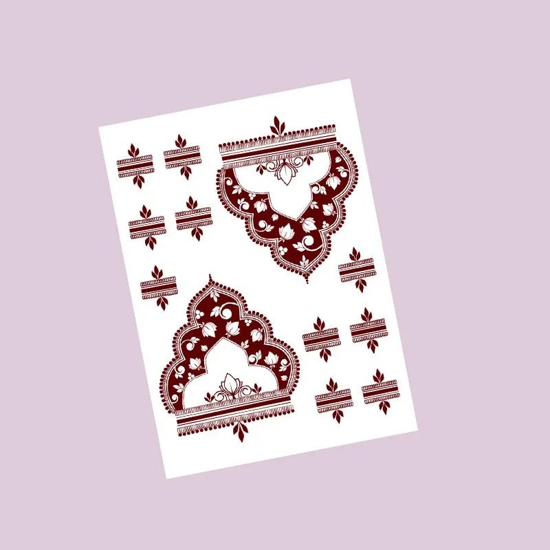 ElegantBloom Henna Tattoo Stickers Brown Temporary Mehndi Tattoos Floral Hand And Foot Body Art 3