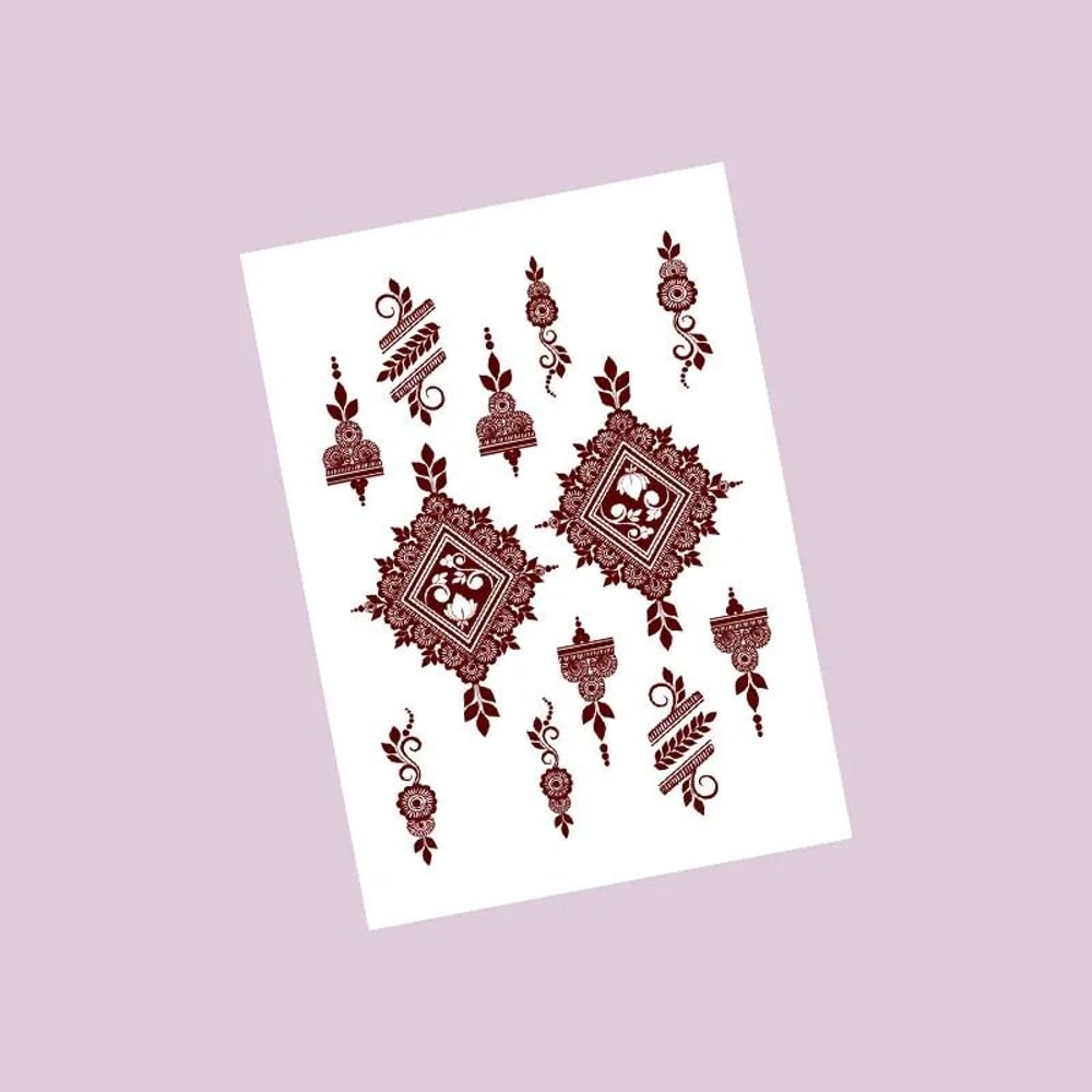 ElegantBloom Henna Tattoo Stickers Brown Temporary Mehndi Tattoos Floral Hand And Foot Body Art 4