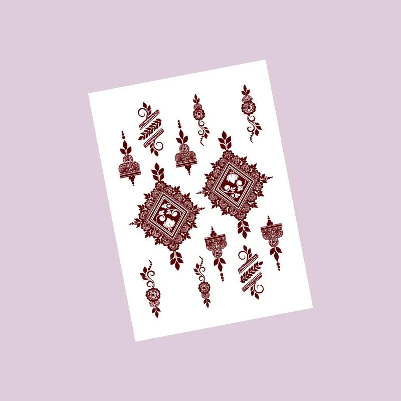 ElegantBloom Henna Tattoo Stickers Brown Temporary Mehndi Tattoos Floral Hand And Foot Body Art 4