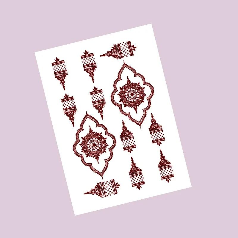 ElegantBloom Henna Tattoo Stickers Brown Temporary Mehndi Tattoos Floral Hand And Foot Body Art 6
