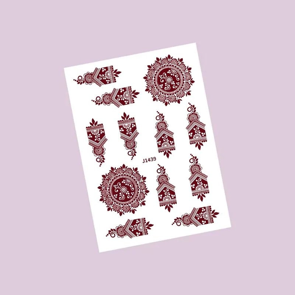 ElegantBloom Henna Tattoo Stickers Brown Temporary Mehndi Tattoos Floral Hand And Foot Body Art 11