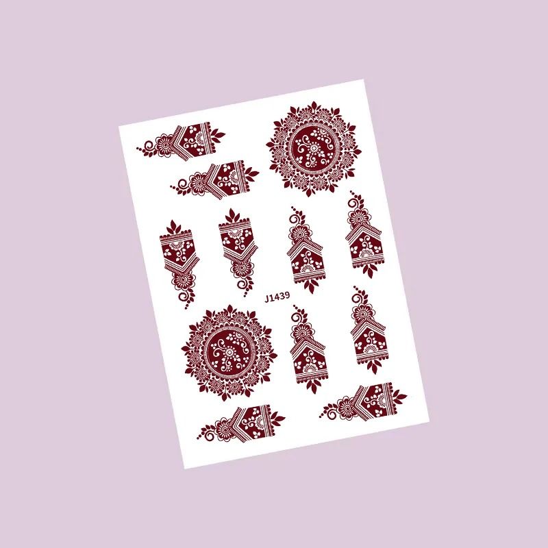ElegantBloom Henna Tattoo Stickers Brown Temporary Mehndi Tattoos Floral Hand And Foot Body Art 11