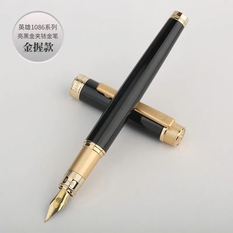 Hero 1086 Luxury Fountain Pen Gift Set Black Gold Iridium Nib Fountain Pen Business Writing Pen 0