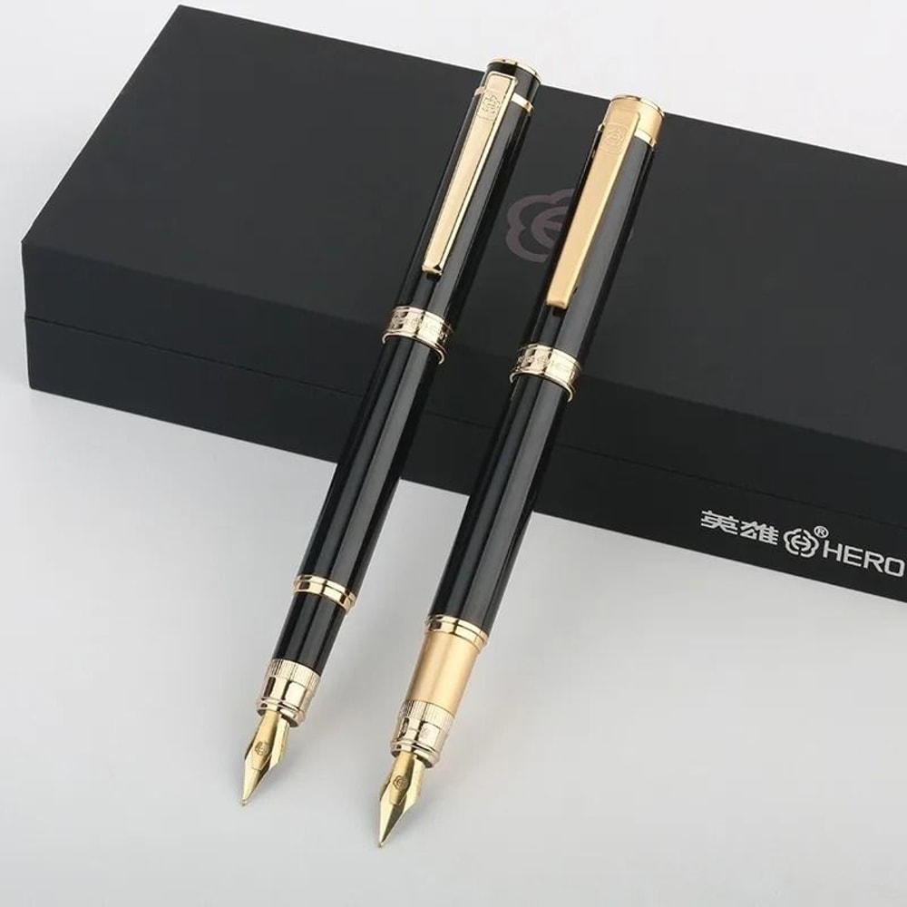 Hero 1086 Luxury Fountain Pen Gift Set Black Gold Iridium Nib Fountain Pen Business Writing Pen 1