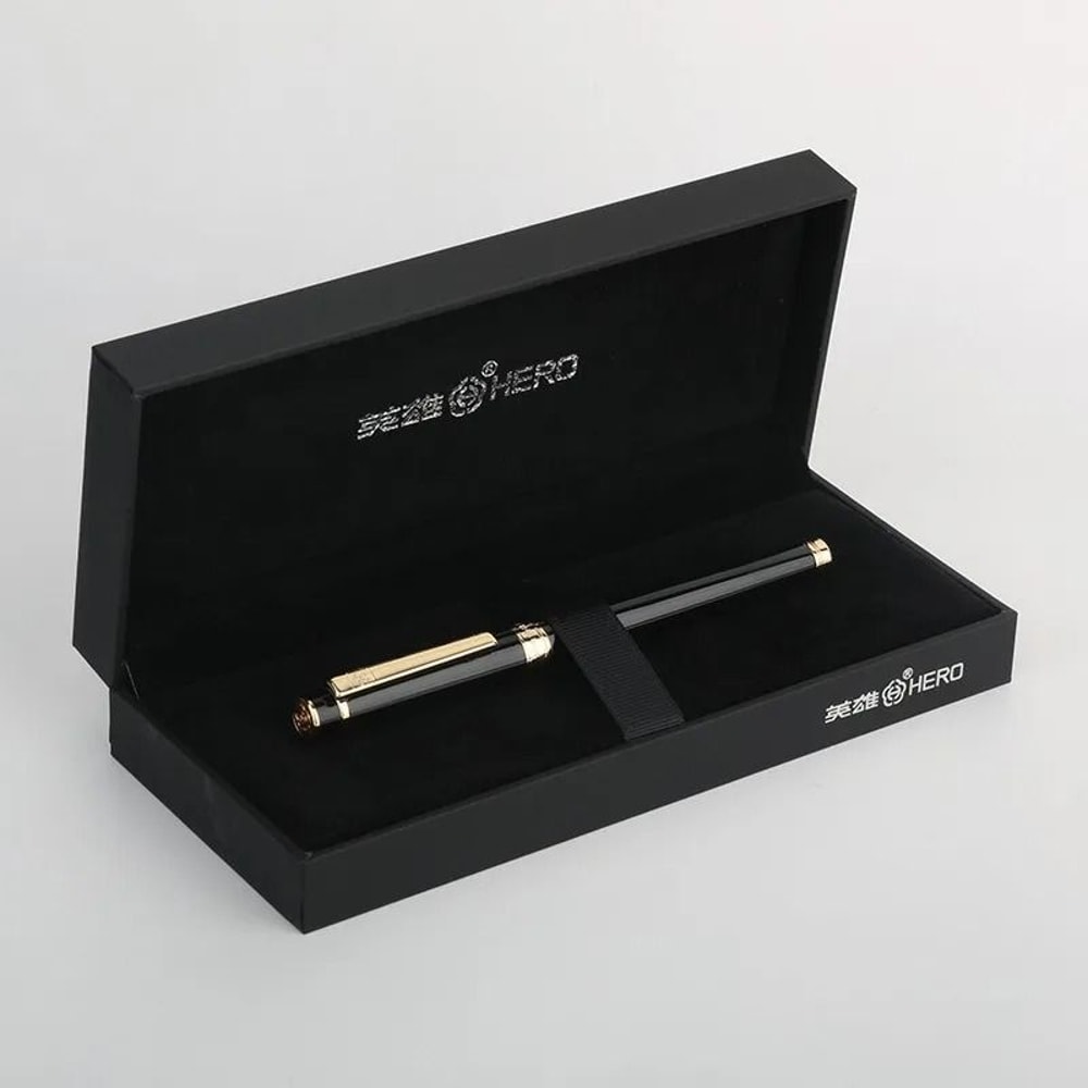 Hero 1086 Luxury Fountain Pen Gift Set Black Gold Iridium Nib Fountain Pen Business Writing Pen 3