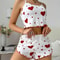 Womens Summer Pajama Set Heart Print Camisole And Shorts Sleepwear Two Piece Lounge Set 9