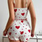 Womens Summer Pajama Set Heart Print Camisole And Shorts Sleepwear Two Piece Lounge Set 5