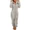 Womens Plush Flannel Pajama Romper Hooded Long Sleeve Winter Sleepwear Onesie 1