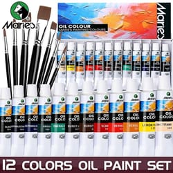 marie's 19 piece oil paint set with 12 colors pigments and 7 brushes artist painting kit