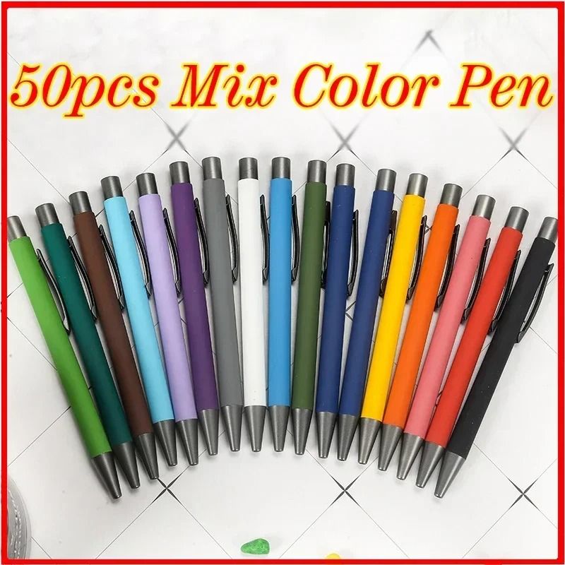 50 Pack Custom Logo Ballpoint Pens Metal Advertising Pens With Laser Engraved Branding 14