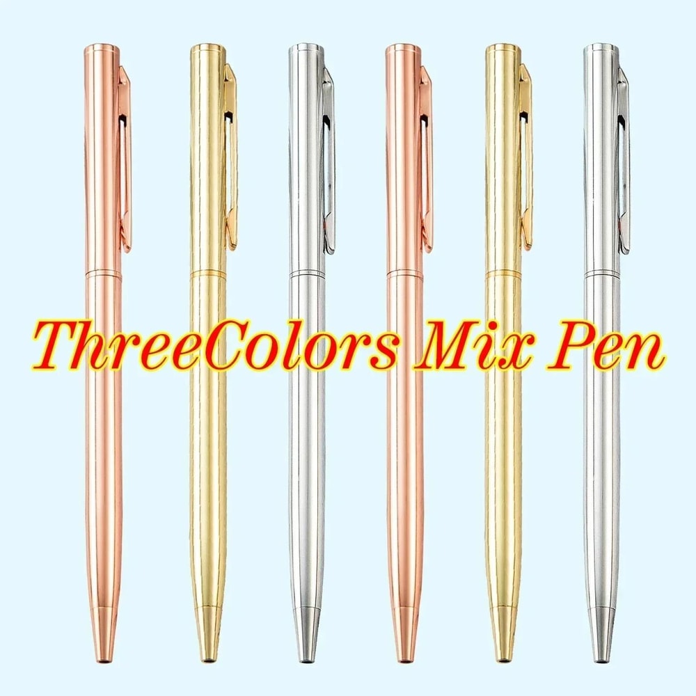 Rose Gold Custom Engraved Ballpoint Pens Slim Metal Personalized Logo Pens Bulk Set 26