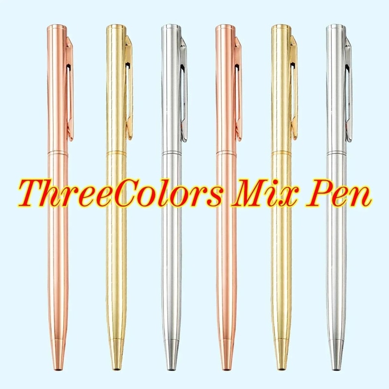Rose Gold Custom Engraved Ballpoint Pens Slim Metal Personalized Logo Pens Bulk Set 26