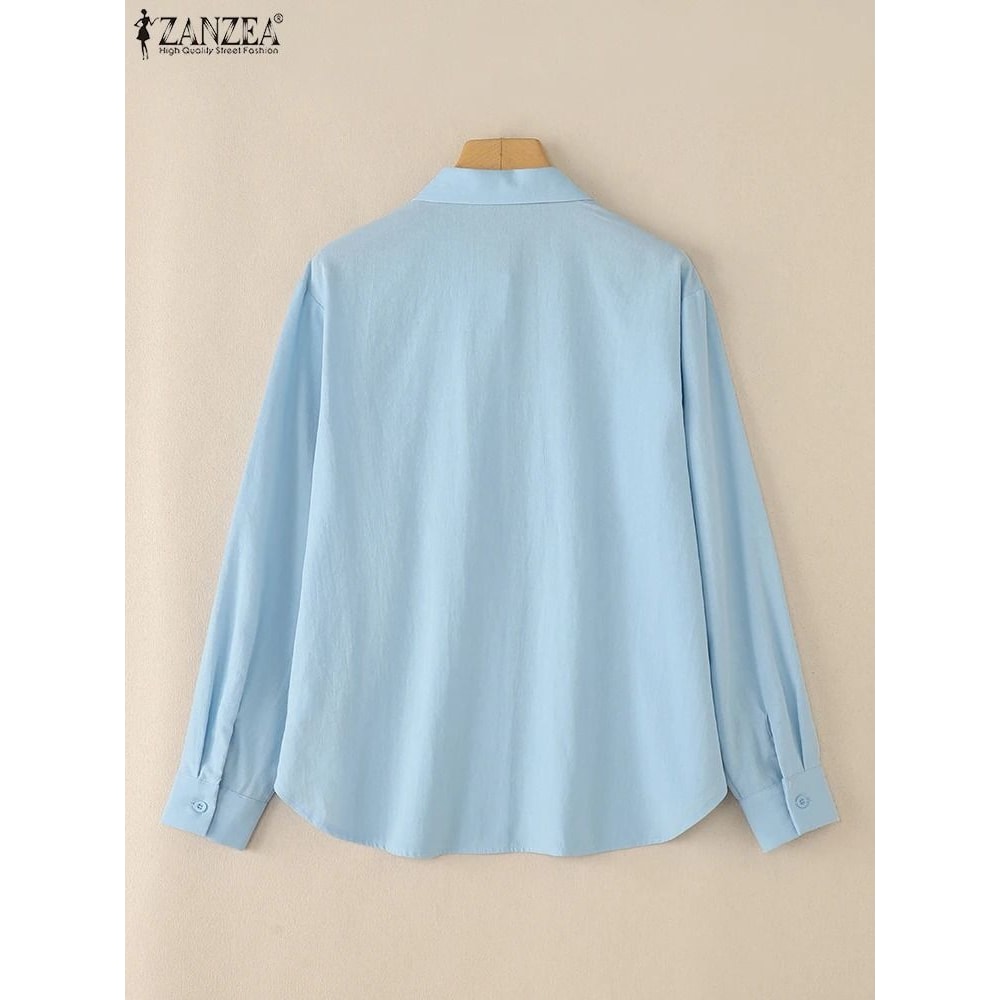 ZANZEA Womens Oversized Button Up Shirt Casual Long Sleeve Cotton Overshirt 5