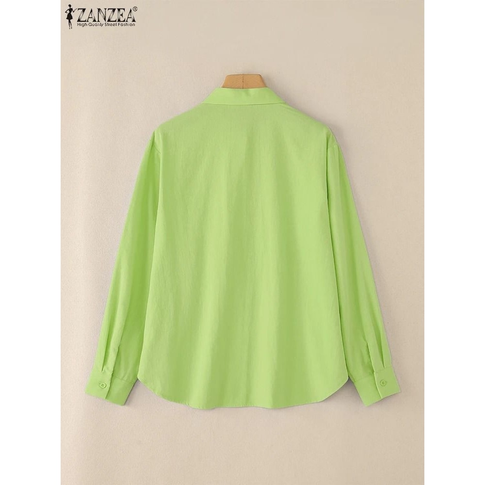 ZANZEA Womens Oversized Button Up Shirt Casual Long Sleeve Cotton Overshirt 6