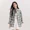 Semir Womens Oversized Checkered Shirt Vintage Long Sleeve Plaid Blouse Mid Length Casual Top 5