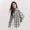 Semir Womens Oversized Checkered Shirt Vintage Long Sleeve Plaid Blouse Mid Length Casual Top 6