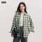 Semir Womens Oversized Checkered Shirt Vintage Long Sleeve Plaid Blouse Mid Length Casual Top 8