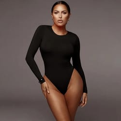 womens long sleeve bodysuit o neck solid color bodysuit top