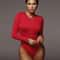 Womens Long Sleeve Bodysuit O Neck Solid Color Bodysuit Top 2