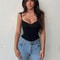 Sweetown Spaghetti Strap Bodysuit Sleeveless Shirred Camisole Bodysuit Top 7