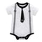 Newborn Baby Boy Gentleman Romper Cotton Infant Summer Romper Tie Print Short Sleeve Outfit 1