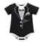 Newborn Baby Boy Gentleman Romper Cotton Infant Summer Romper Tie Print Short Sleeve Outfit 7