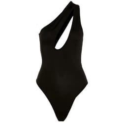 womens one shoulder cut out bodysuit slim fit bodycon black bodysuit top