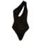 Womens One Shoulder Cut Out Bodysuit Slim Fit Bodycon Black Bodysuit Top 0